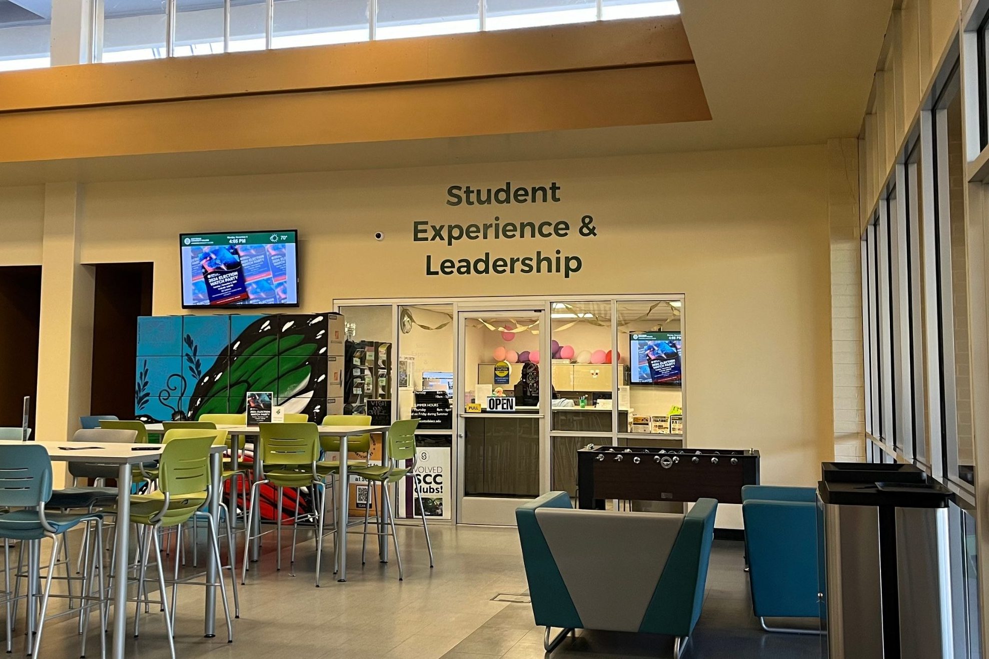 Office of Student Experience and Leadership inside SCC Cafeteria